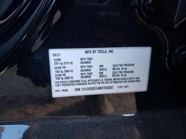 Photo 10 from auction – 2021 TESLA MODEL Y with VIN 5YJYGDEE4MF256367