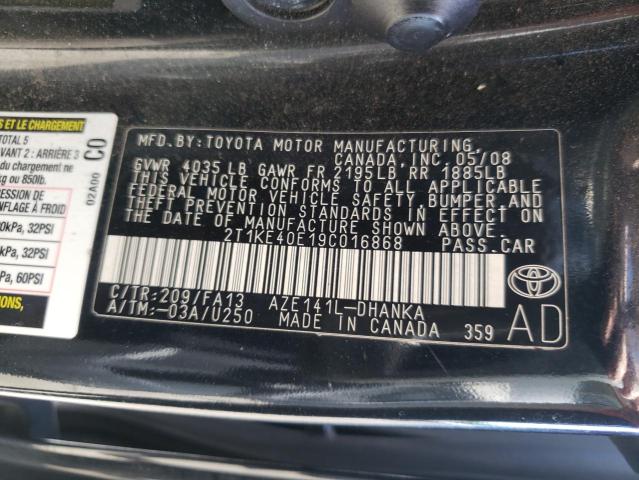 Photo 10 from auction – 2009 TOYOTA COROLLA MA with VIN 2T1KE40E19C016868
