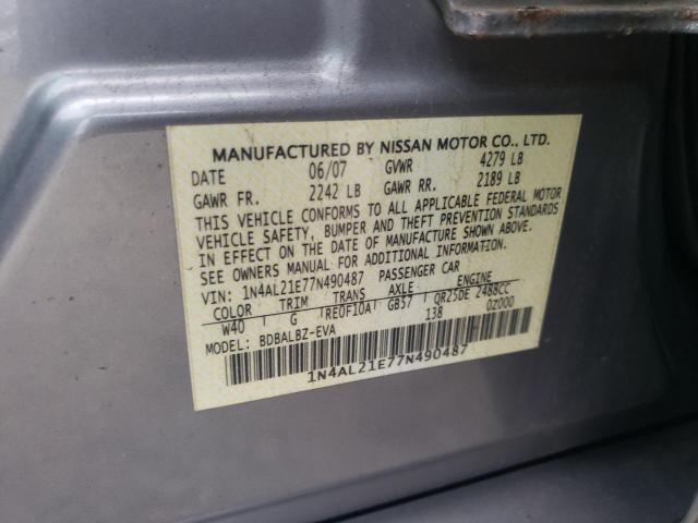 Photo 10 from auction – 2007 NISSAN ALTIMA 2.5 with VIN 1N4AL21E77N490487