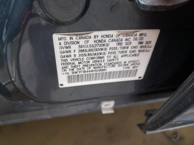 Photo 10 from auction – 2004 HONDA PILOT EX with VIN 2HKYF18444H508981