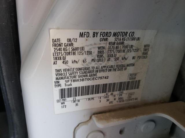 Photo 10 from auction – 2012 FORD F350 SUPER with VIN 1FT8W3BT0CEC75742
