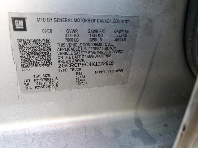 Photo 10 from auction – 2019 CHEVROLET SILVERADO with VIN 2GCRCPEC4K1122619