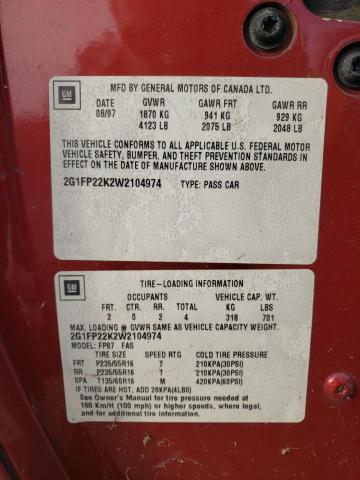 Photo 10 from auction – 1998 CHEVROLET CAMARO with VIN 2G1FP22K2W2104974