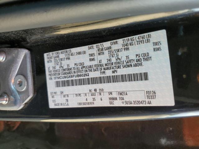 Photo 10 from auction – 2015 FORD ESCAPE SE with VIN 1FMCU9GX6FUB60292