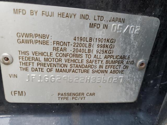 Photo 10 from auction – 2002 SUBARU IMPREZA WR with VIN JF1GG29622H836027