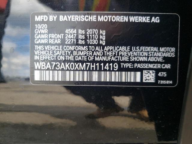 Photo 10 from auction – 2021 BMW 228XI with VIN WBA73AK0XM7H11419