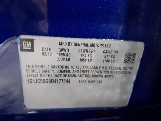 Photo 10 from auction – 2013 CHEVROLET SONIC LT with VIN 1G1JC5SG9D4177544