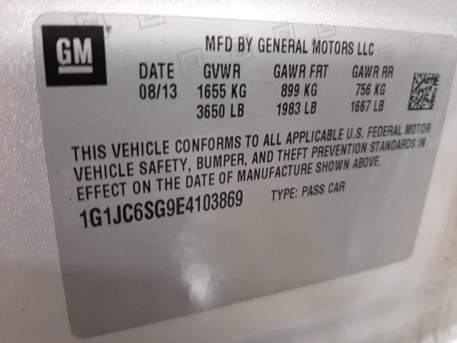 Photo 10 from auction – 2014 CHEVROLET SONIC LT with VIN 1G1JC6SG9E4103869