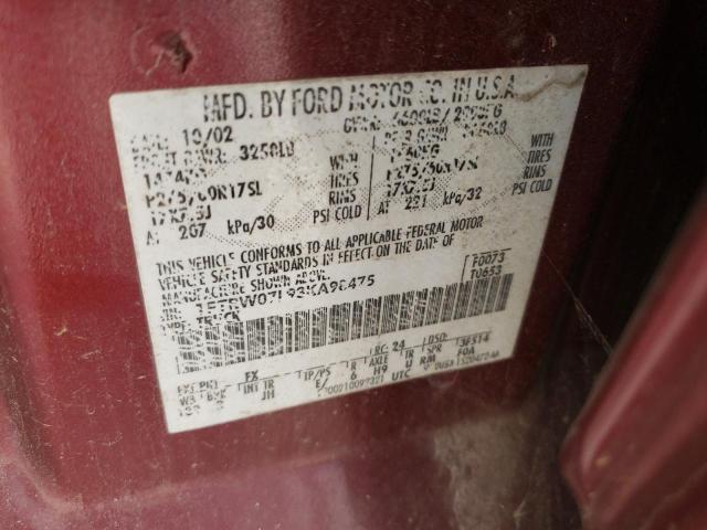 Photo 10 from auction – 2003 FORD F150 SUPER with VIN 1FTRW07L93KA98475