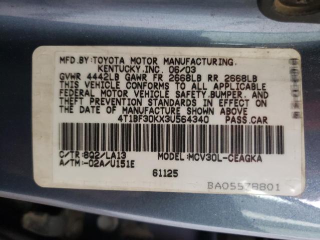 Photo 10 from auction – 2003 TOYOTA CAMRY LE with VIN 4T1BF30KX3U564340
