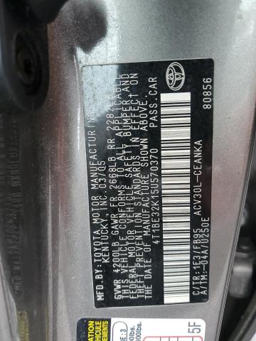 Photo 10 from auction – 2005 TOYOTA CAMRY LE with VIN 4T1BE32K15U570370