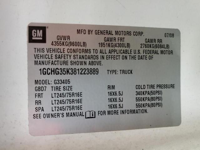 Photo 10 from auction – 2008 CHEVROLET EXPRESS G3 with VIN 1GCHG35K381223889