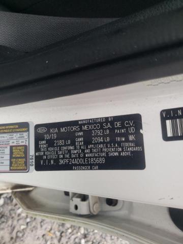 Photo 10 from auction – 2020 KIA FORTE with VIN 3KPF24AD0LE185689