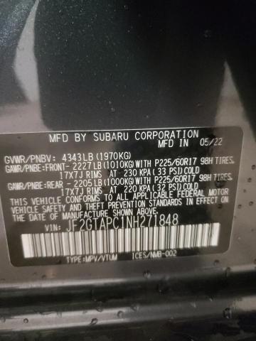 Photo 10 from auction – 2022 SUBARU CROSSTREK with VIN JF2GTAPC1NH271848