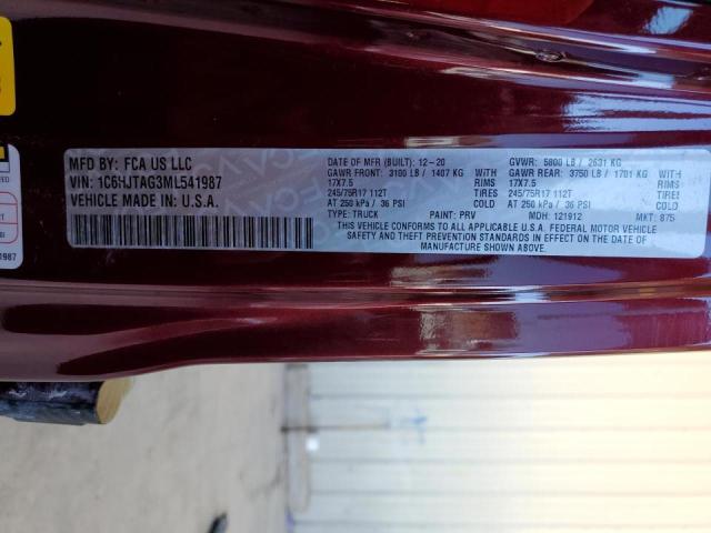 Photo 10 from auction – 2021 JEEP GLADIATOR with VIN 1C6HJTAG3ML541987