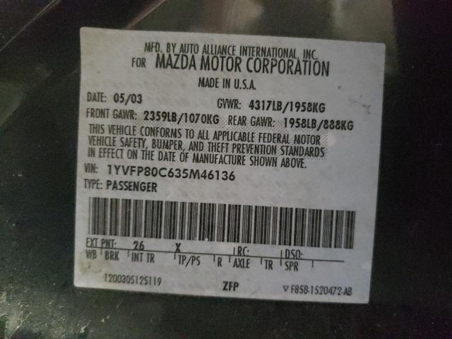 Photo 10 from auction – 2003 MAZDA 6 I with VIN 1YVFP80C635M46136