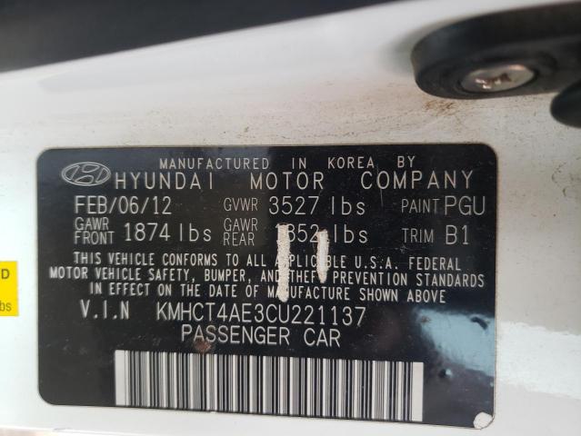 Photo 10 from auction – 2012 HYUNDAI ACCENT GLS with VIN KMHCT4AE3CU221137