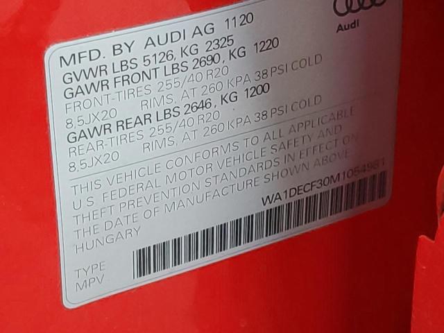 Photo 10 from auction – 2021 AUDI Q3 PREMIUM with VIN WA1DECF30M1054981