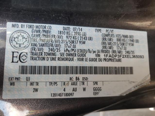 Photo 10 from auction – 2014 FORD FOCUS SE with VIN 1FADP3F2XEL365093