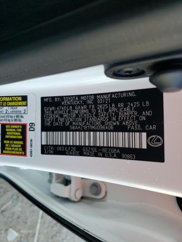 Photo 10 from auction – 2021 LEXUS ES 350 BAS with VIN 58AHZ1B11MU096406