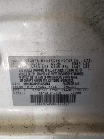 Photo 10 from auction – 2014 NISSAN VERSA with VIN 3N1CN7AP2EL853564