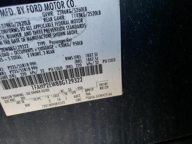 Photo 10 from auction – 2011 FORD TAURUS SEL with VIN 1FAHP2EW8BG129322