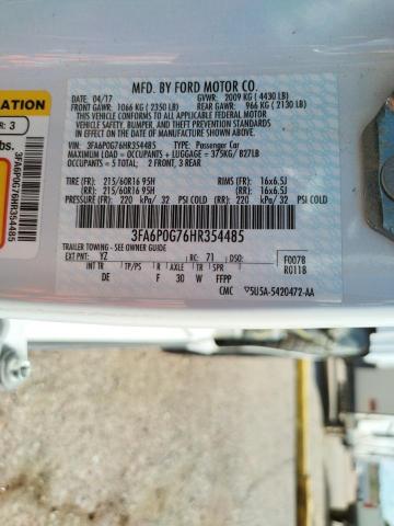 Photo 10 from auction – 2017 FORD FUSION S with VIN 3FA6P0G76HR354485