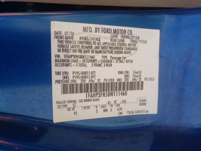 Photo 10 from auction – 2011 FORD FOCUS SE with VIN 1FAHP3FN5BW111460