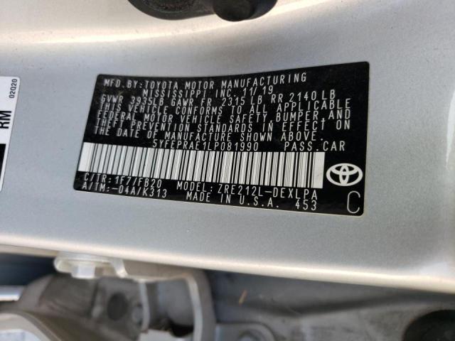 Photo 10 from auction – 2020 TOYOTA COROLLA LE with VIN 5YFEPRAE1LP081990