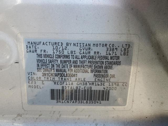 Photo 10 from auction – 2013 NISSAN VERSA S with VIN 3N1CN7AP3DL835041