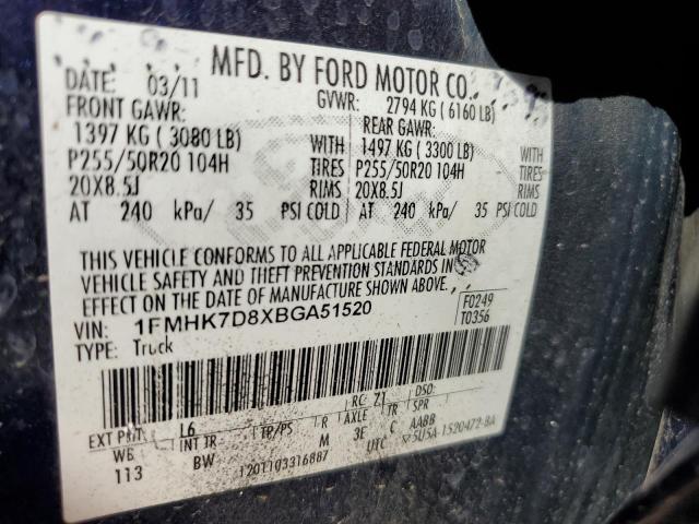 Photo 10 from auction – 2011 FORD EXPLORER X with VIN 1FMHK7D8XBGA51520