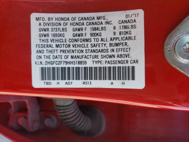 Photo 10 from auction – 2017 HONDA CIVIC EX with VIN 2HGFC2F79HH518859
