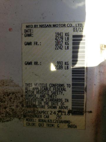 Foto 10 de la subasta – 2012 NISSAN ALTIMA BAS con VIN 1N4AL2AP9CC242118