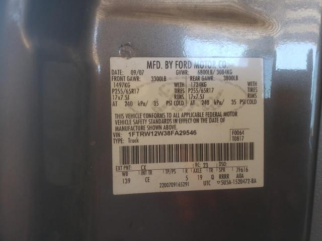 Photo 10 from auction – 2008 FORD F150 SUPER with VIN 1FTRW12W38FA29546