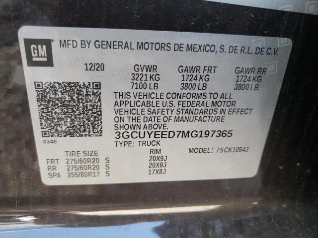 Photo 10 from auction – 2021 CHEVROLET SILVERADO with VIN 3GCUYEED7MG197365