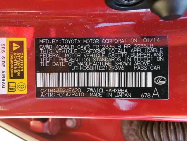 Photo 10 from auction – 2014 LEXUS CT 200 with VIN JTHKD5BH1E2179396