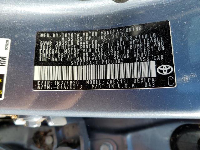 Photo 10 from auction – 2020 TOYOTA COROLLA LE with VIN 5YFEPRAEXLP100083
