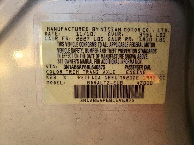 Photo 10 from auction – 2011 NISSAN SENTRA 2.0 with VIN 3N1AB6AP6BL646875