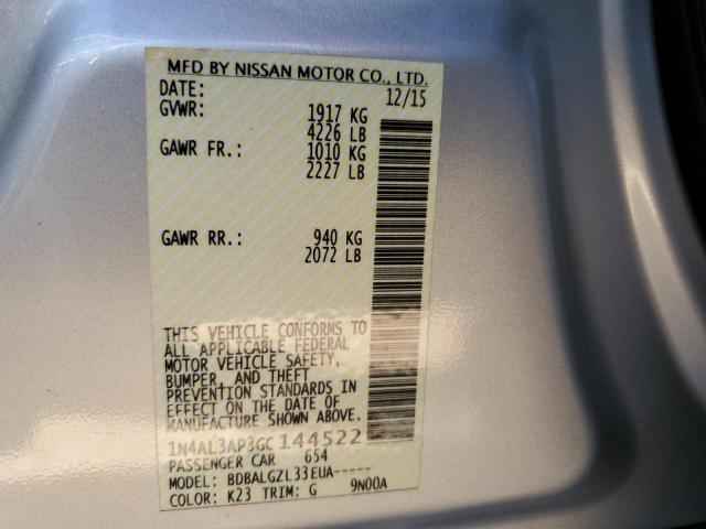 Photo 10 from auction – 2016 NISSAN ALTIMA 2.5 with VIN 1N4AL3AP3GC144522