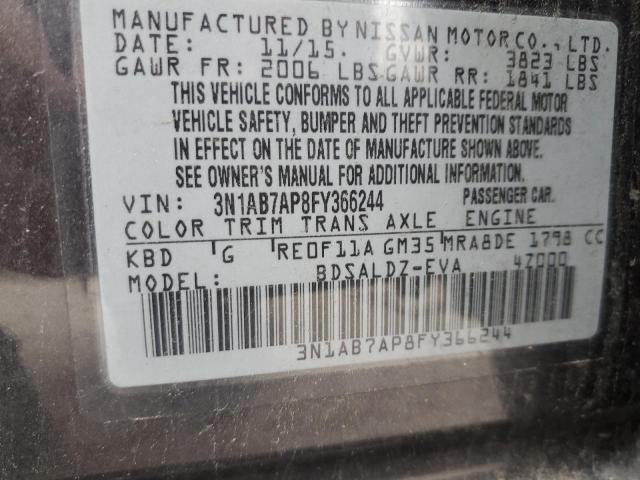 Photo 10 from auction – 2015 NISSAN SENTRA S with VIN 3N1AB7AP8FY366244