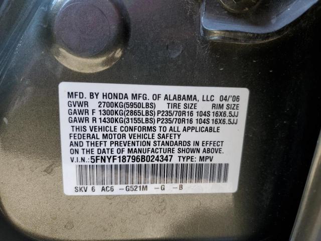 Photo 10 from auction – 2006 HONDA PILOT EX with VIN 5FNYF18796B024347