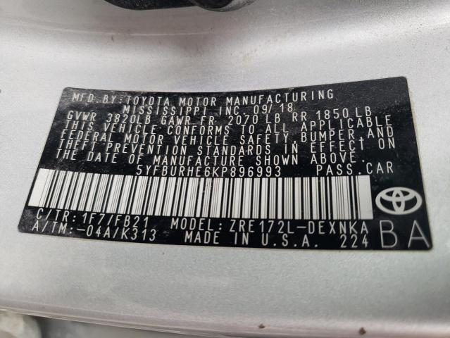 Photo 10 from auction – 2019 TOYOTA COROLLA L with VIN 5YFBURHE6KP896993