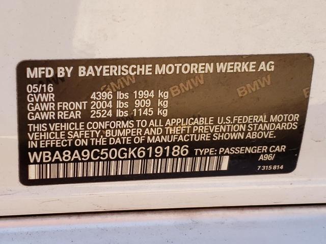 Photo 10 from auction – 2016 BMW 320 I with VIN WBA8A9C50GK619186