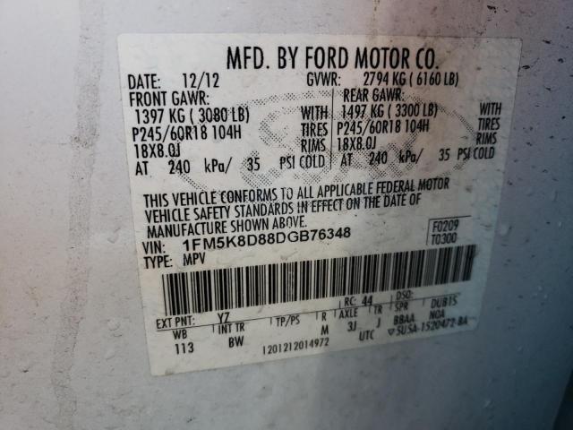 Photo 10 from auction – 2013 FORD EXPLORER X with VIN 1FM5K8D88DGB76348