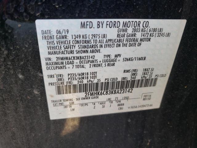 Photo 10 from auction – 2019 FORD FLEX SEL with VIN 2FMHK6C83KBA23142