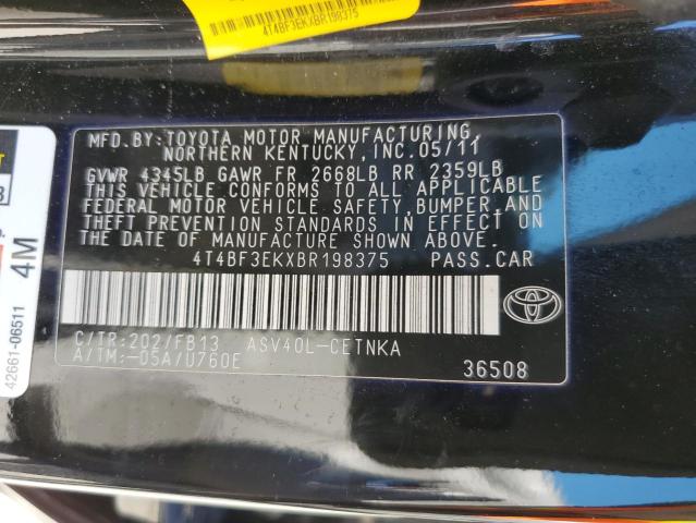 Photo 10 from auction – 2011 TOYOTA CAMRY BASE with VIN 4T4BF3EKXBR198375