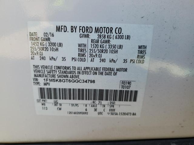 Photo 10 from auction – 2016 FORD EXPLORER S with VIN 1FM5K8GT6GGC34798