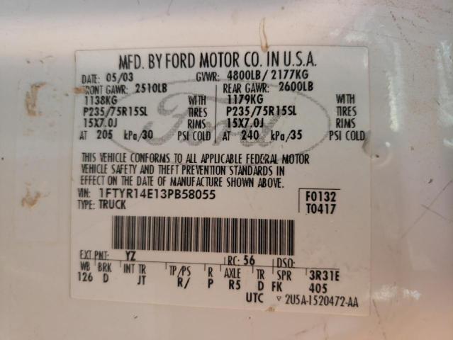 Photo 10 from auction – 2003 FORD RANGER SUP with VIN 1FTYR14E13PB58055