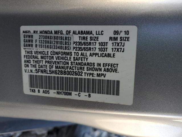 Photo 10 from auction – 2011 HONDA ODYSSEY EX with VIN 5FNRL5H62BB002602