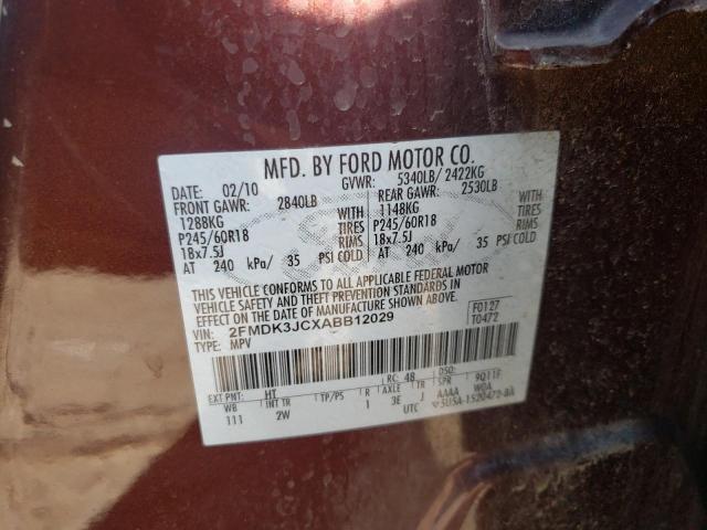 Photo 10 from auction – 2010 FORD EDGE SEL with VIN 2FMDK3JCXABB12029